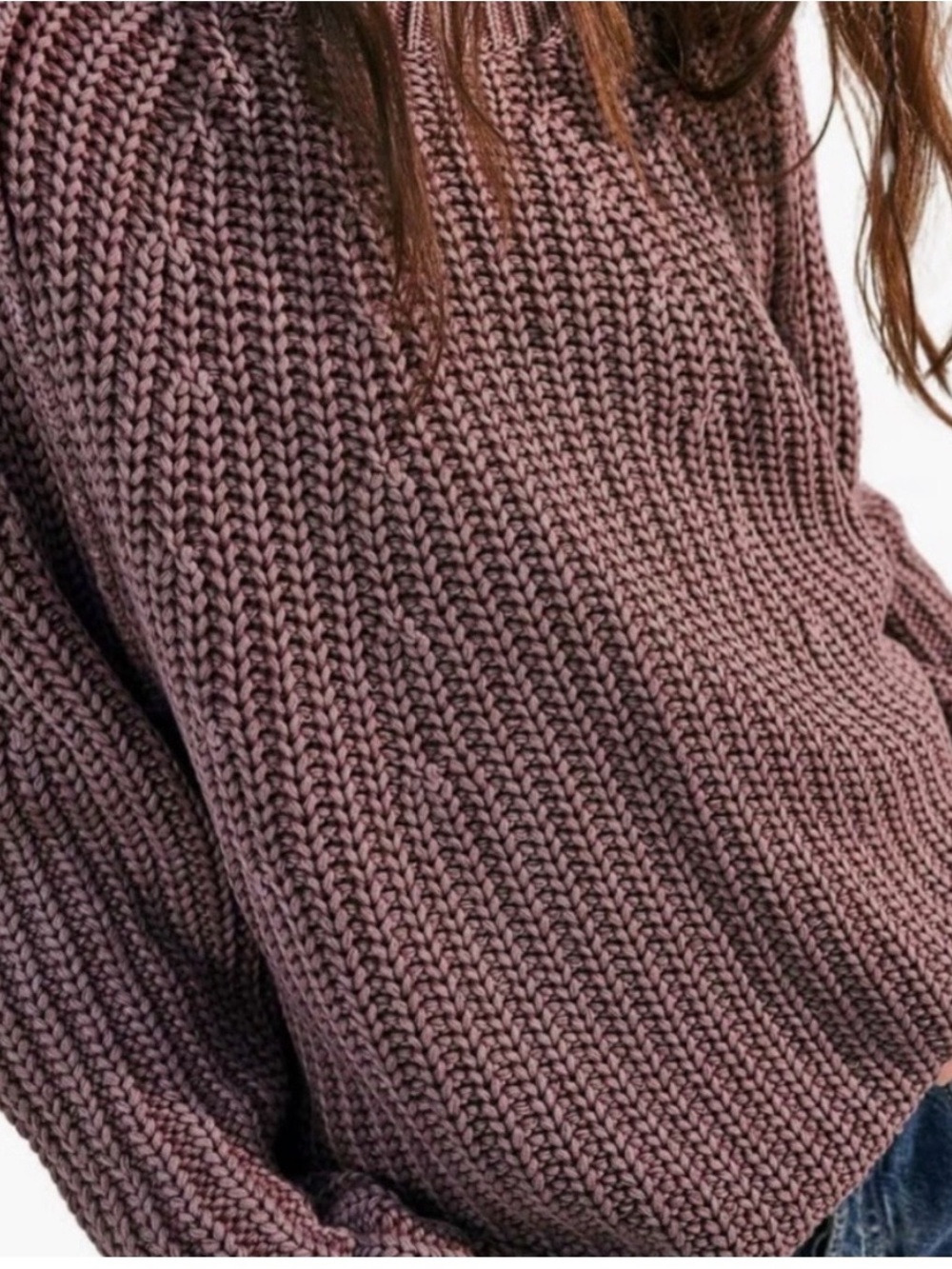 Free People Ribbed Scoop Sweater in Mauve